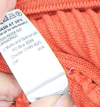 Marks and Spencer Women's Orange Crew Neck Pullover Jumper Size 12