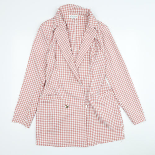 In The Style Women's Pink Checked Blazer, Size 8