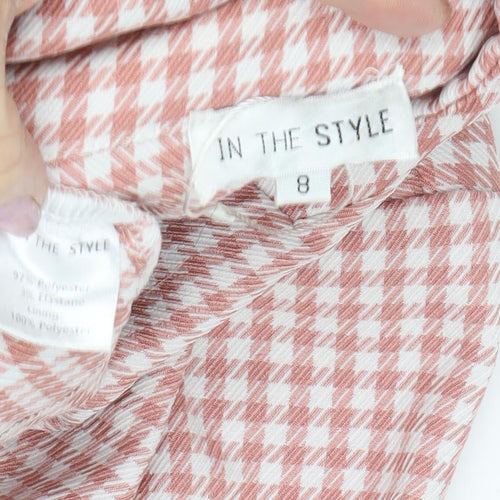 In The Style Women's Pink Checked Blazer, Size 8
