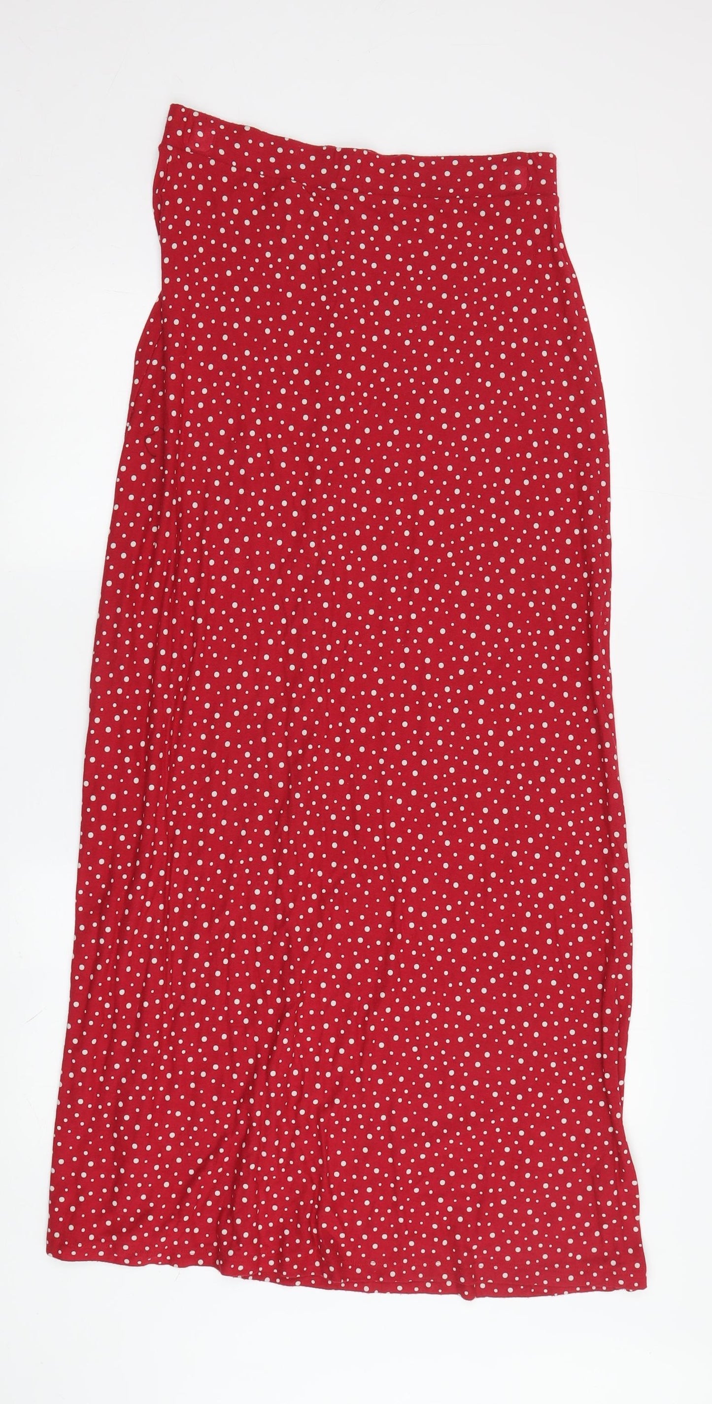 Next Women's Red Polka Dot A-Line Midi Skirt, Size 10