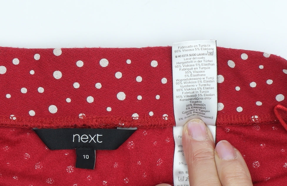 Next Women's Red Polka Dot A-Line Midi Skirt, Size 10