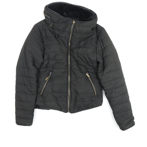 Rising Women's Black Puffer Jacket M with Hood