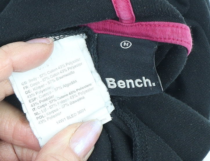Bench Women's Black Hoodie M Full Zip Logo Casual