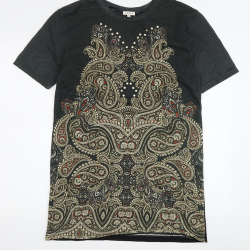 River Island Women Black Paisley Shift Dress Size 10
