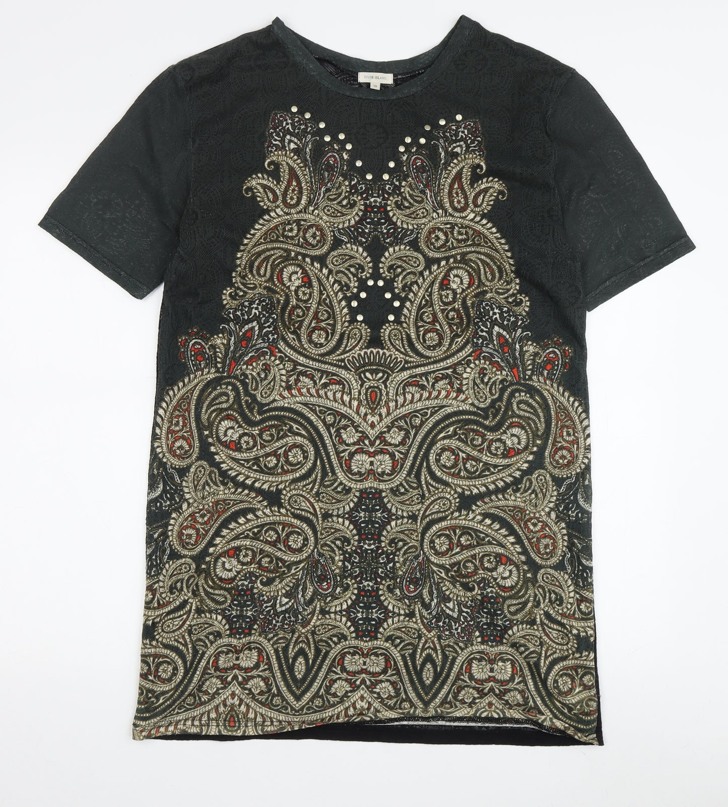 River Island Women Black Paisley Shift Dress Size 10
