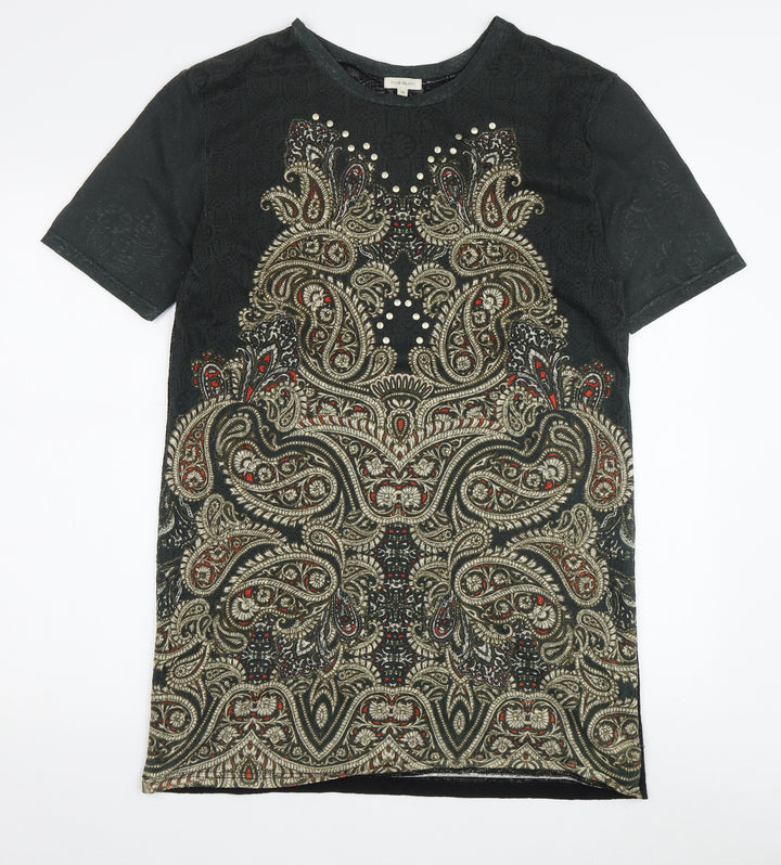 River Island Women Black Paisley Shift Dress Size 10