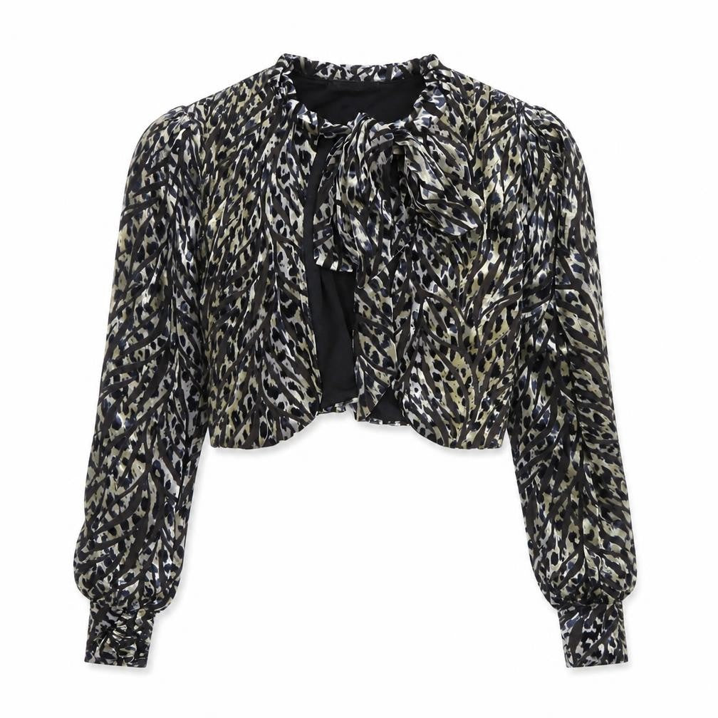 Front view of Topshop Women's Multicoloured Cropped Jacket UK 8