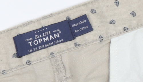Topman Men's Beige Chino Shorts Size 34