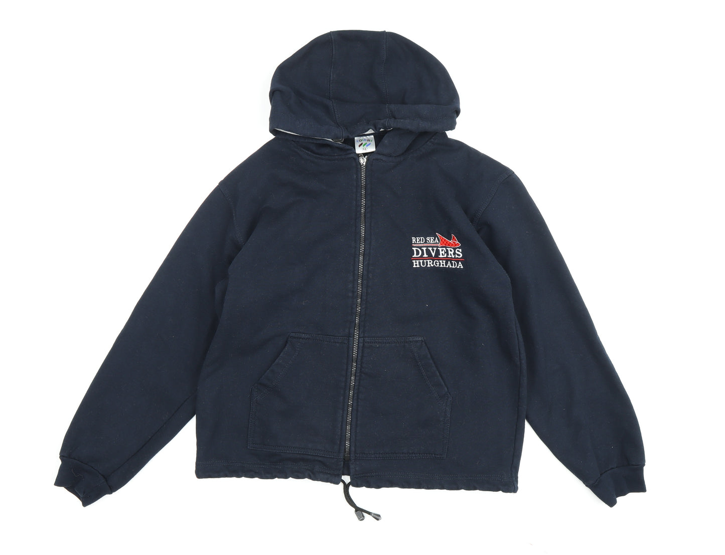 Colors Women Blue Hooded Jacket Size 16 Embroidered Casual