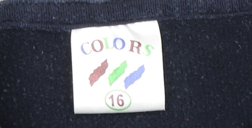 Colors Women Blue Hooded Jacket Size 16 Embroidered Casual