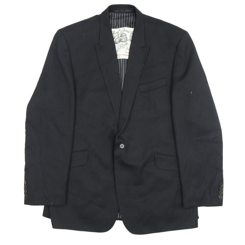 The Fyne & Dandy Men's Black XL Striped Blazer