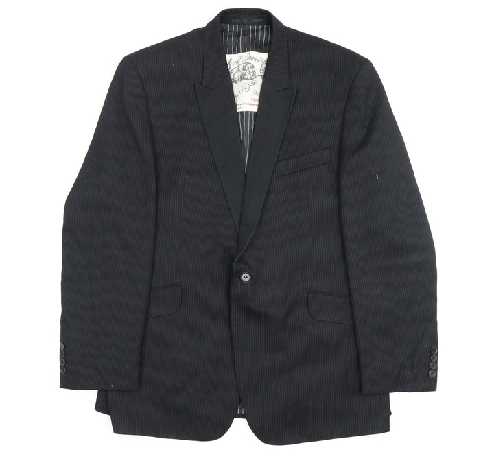 The Fyne & Dandy Men's Black XL Striped Blazer