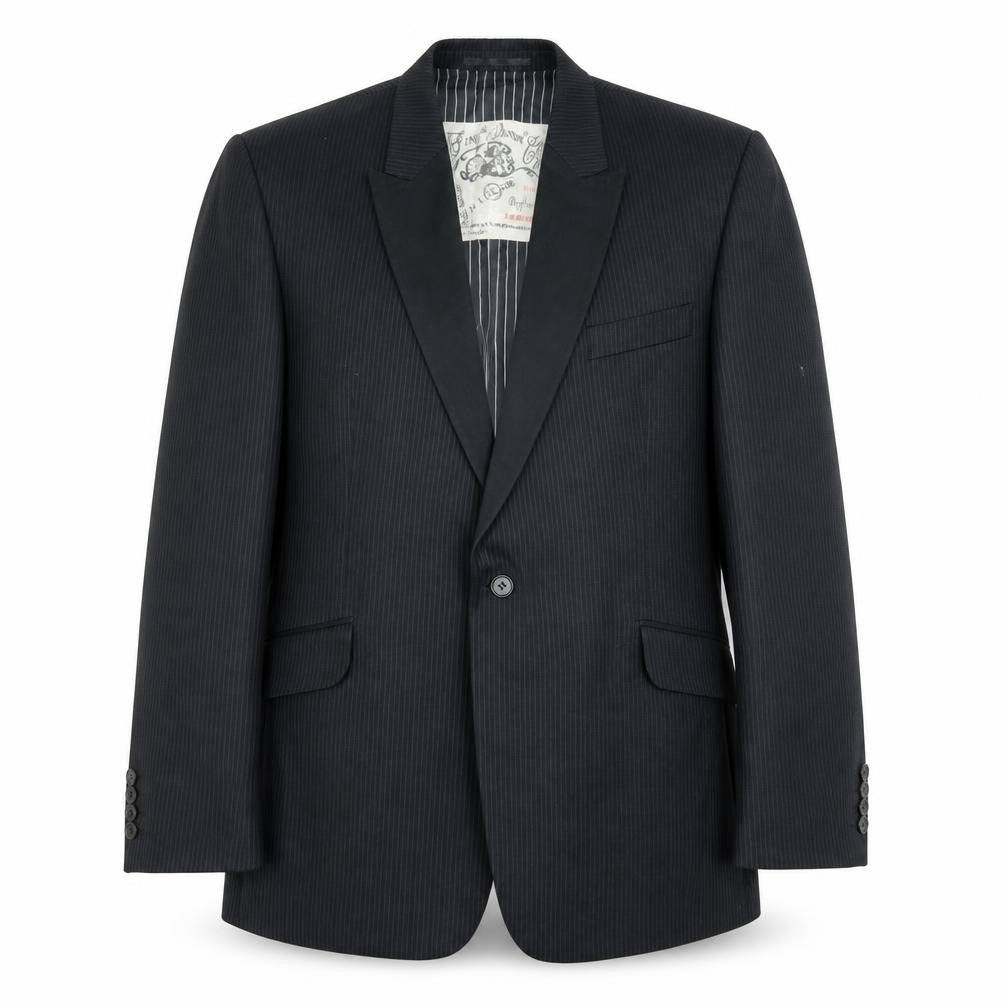 Front view of The Fyne & Dandy Men's Black XL Striped Blazer