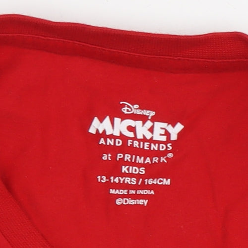 Primark Girls Red Mickey Mouse Long Sleeve Pyjama Top 12-13 Years