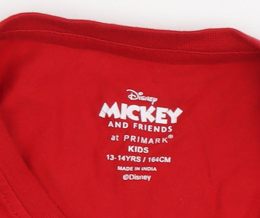 Primark Girls Red Mickey Mouse Long Sleeve Pyjama Top 12-13 Years