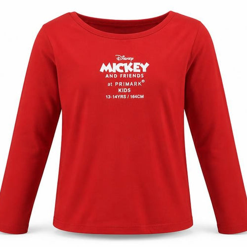 Primark Girls Red Mickey Mouse Long Sleeve Pyjama Top 12-13 Years
