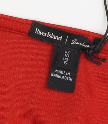 River Island Women's Red Long Sleeve Bodysuit Size 10
