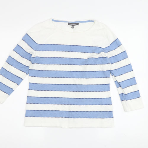 Laura Ashley Women's Blue Striped Pullover Jumper, Size 12
