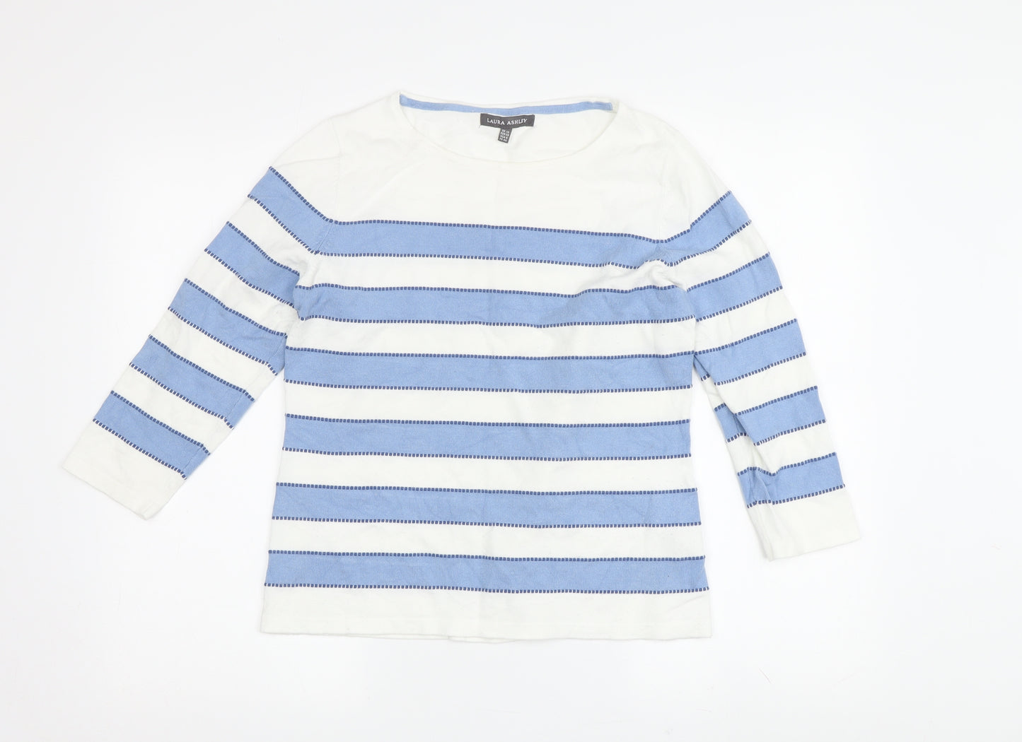 Laura Ashley Women's Blue Striped Pullover Jumper, Size 12