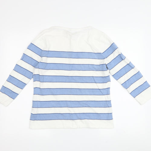 Laura Ashley Women's Blue Striped Pullover Jumper, Size 12
