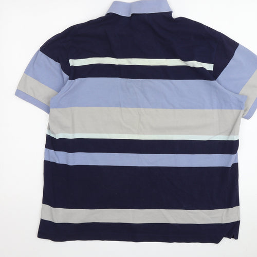 Lacoste Men's Blue Striped Polo Shirt Size 6