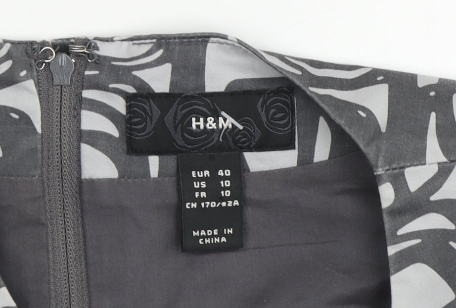 H&M Women's Grey Geometric Sheath Dress Size 12