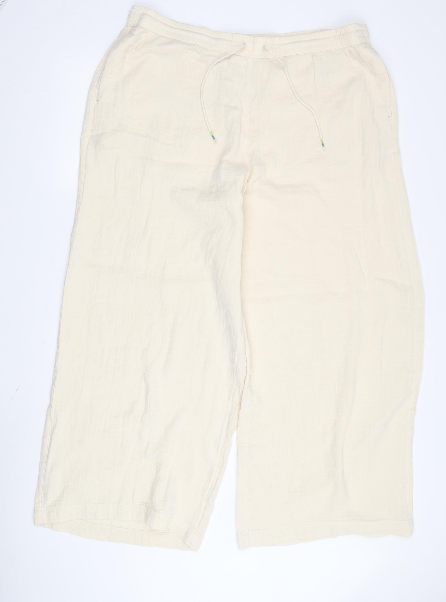 Per Una Women's Ivory Wide-Leg Trousers Size 20