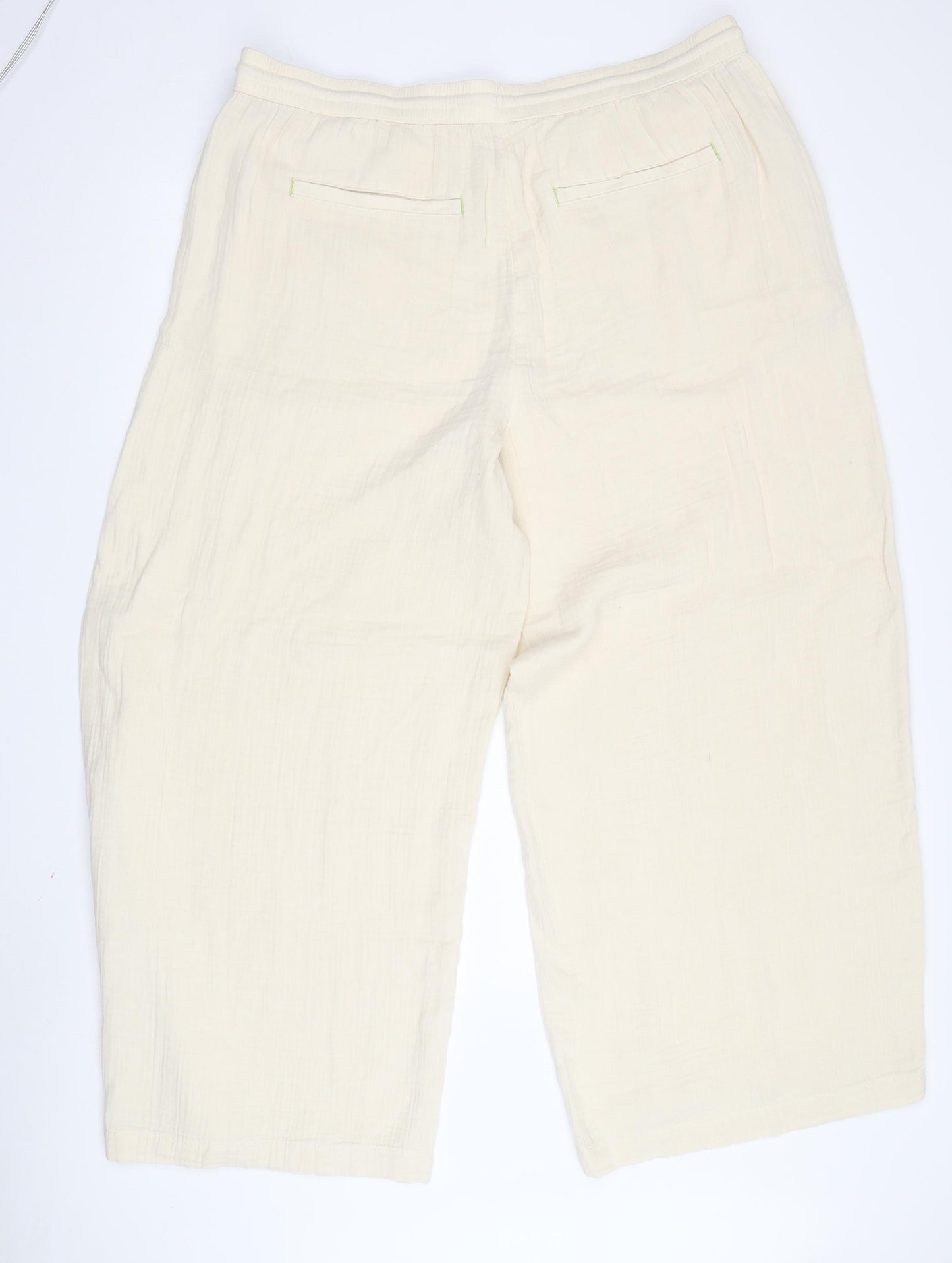 Per Una Women's Ivory Wide-Leg Trousers Size 20