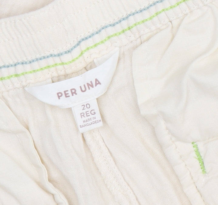 Per Una Women's Ivory Wide-Leg Trousers Size 20