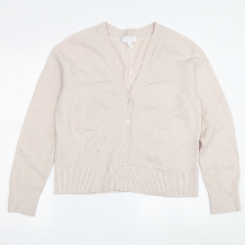 The White Company Women's Ivory Cashmere Cardigan Size 12