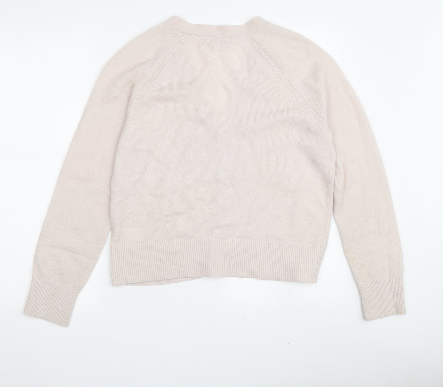 The White Company Women's Ivory Cashmere Cardigan Size 12