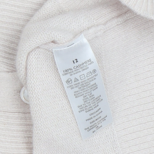 The White Company Women's Ivory Cashmere Cardigan Size 12