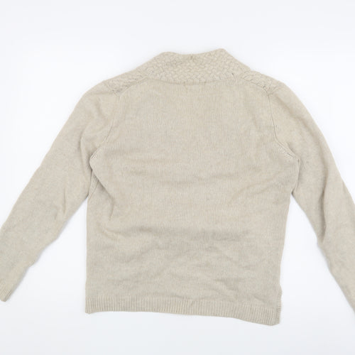 Adrienne Vittadini Beige V-Neck Cable Knit Pullover, Size 2