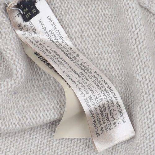Adrienne Vittadini Beige V-Neck Cable Knit Pullover, Size 2
