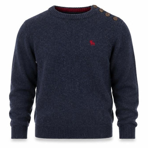 Jack & Jones Men's Blue Pullover Jumper M, Button Accent