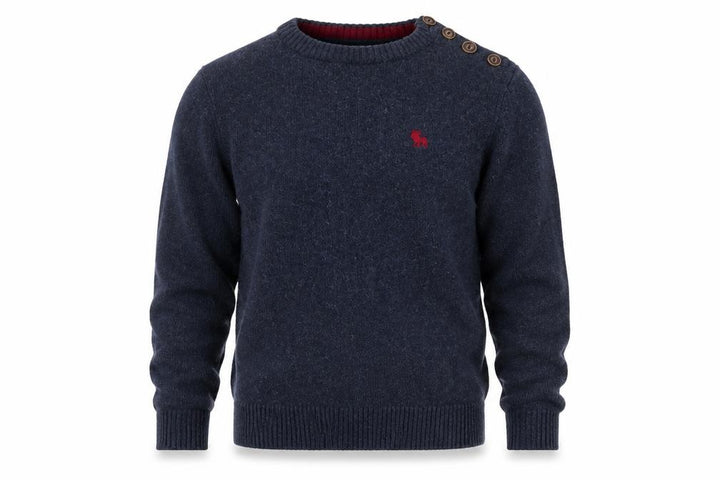 Jack & Jones Men's Blue Pullover Jumper M, Button Accent