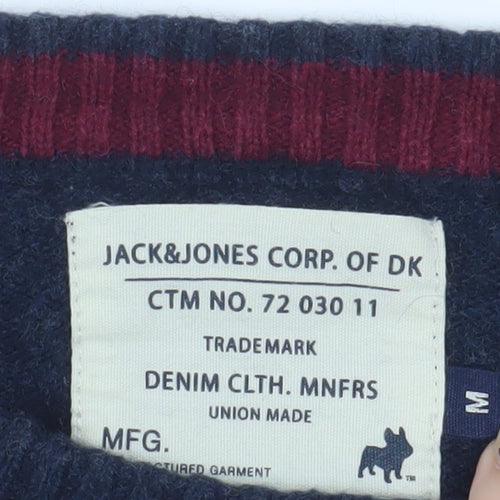 Jack & Jones Men's Blue Pullover Jumper M, Button Accent