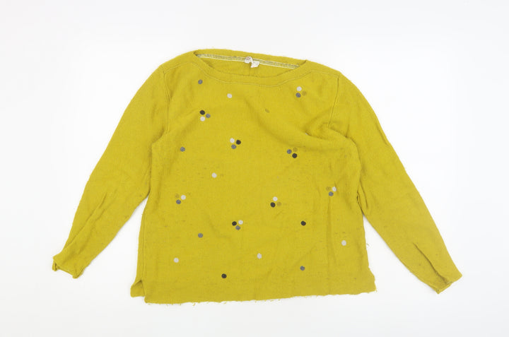 H&M Women's Yellow Sequin Pullover Jumper Size 10