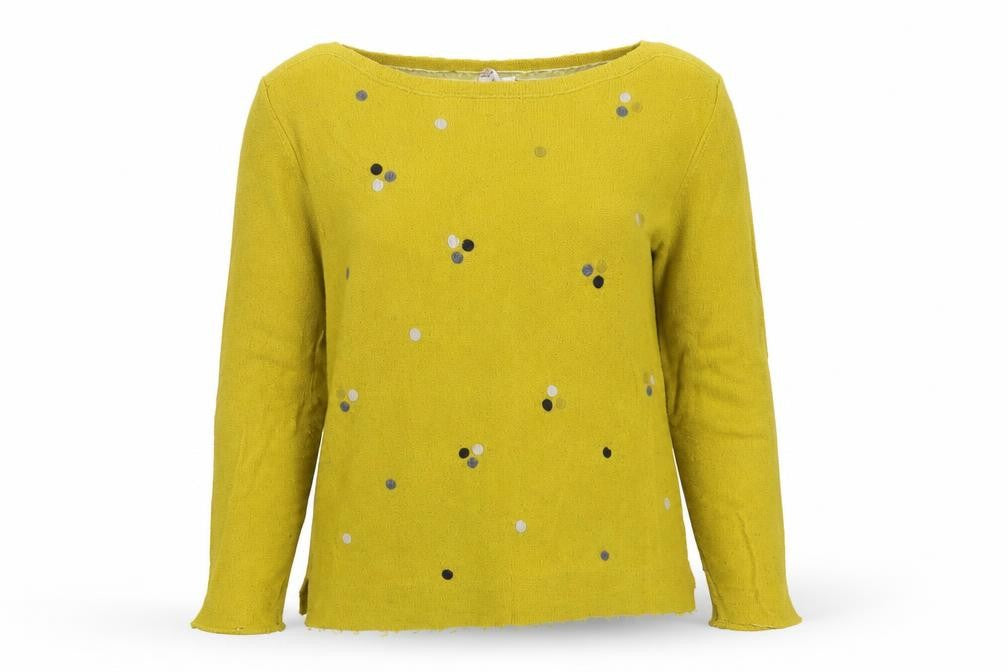 Front view of H&M Women's Yellow Sequin jumper, size 10