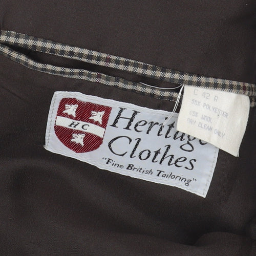 Heritage Clothes Men's Brown Check Blazer, Size 42R