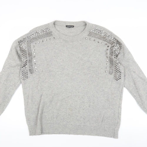 Warehouse Women's Grey Studded Pullover Jumper Size 12
