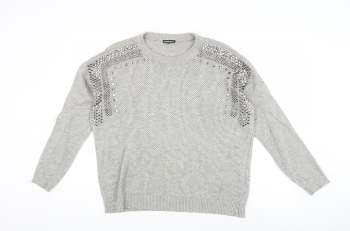 Warehouse Women's Grey Studded Pullover Jumper Size 12
