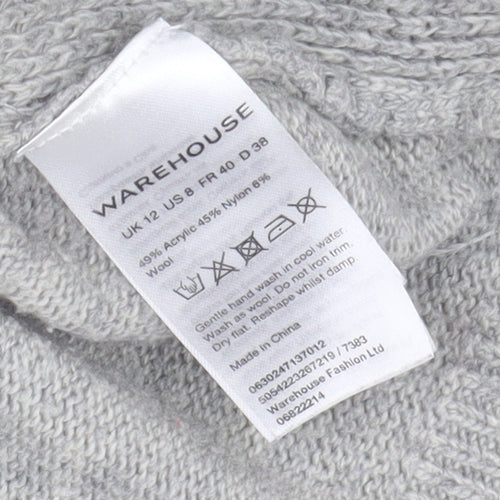 Warehouse Women's Grey Studded Pullover Jumper Size 12