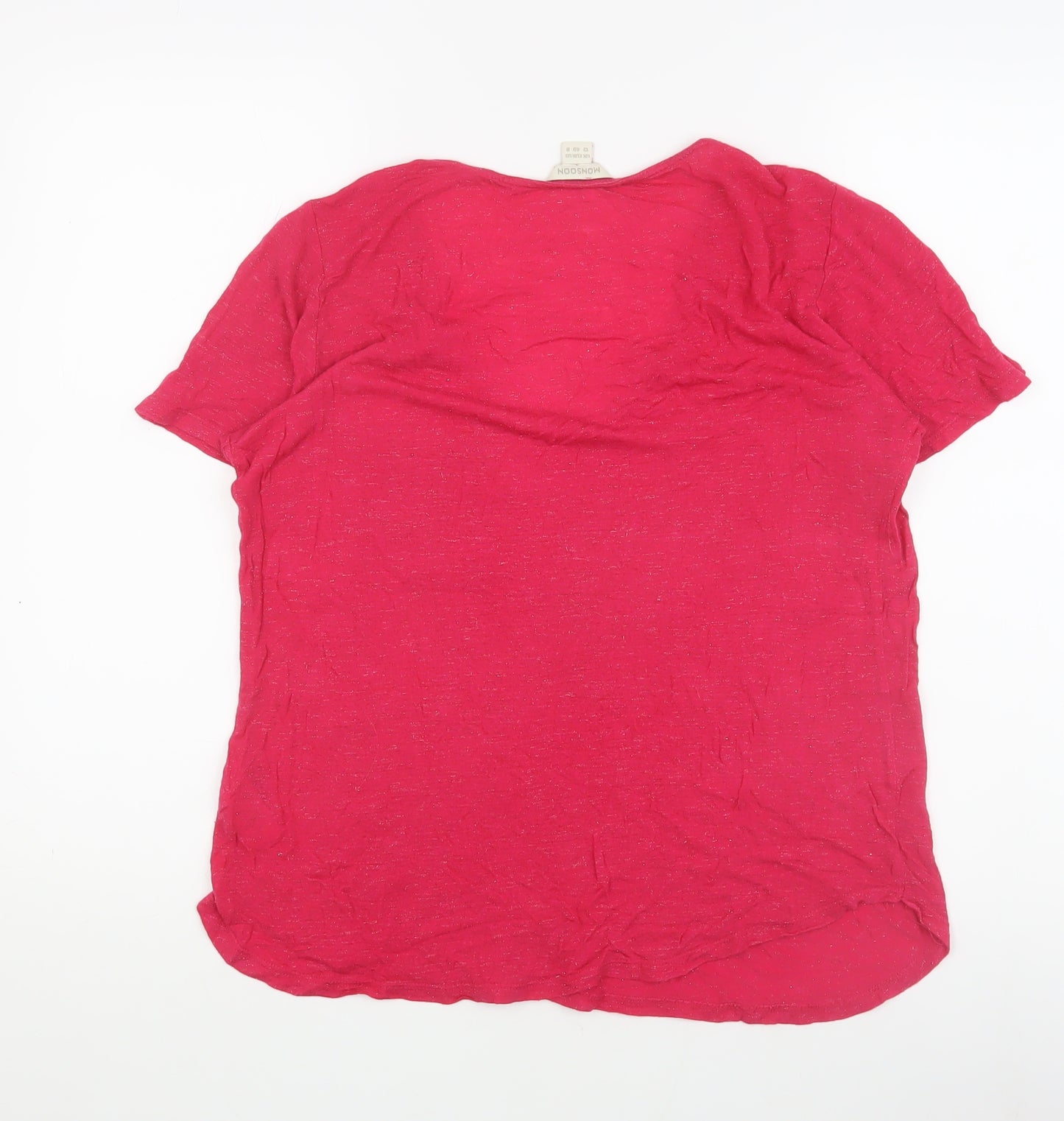 Monsoon Women's Red T-Shirt Size 12 - Casual Short Sleeve