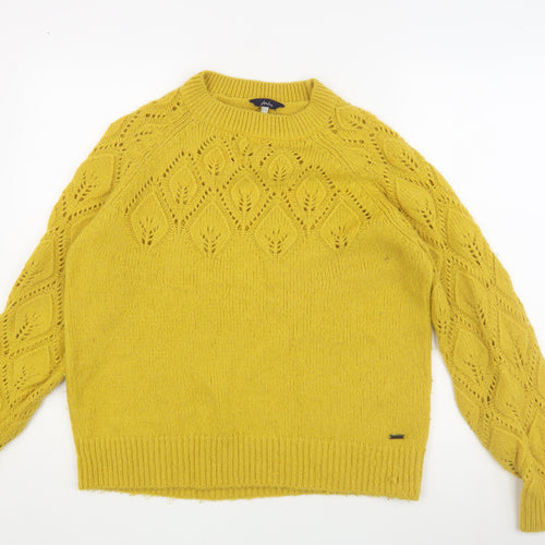 Joules Women's Yellow Cable-Knit Pullover Jumper, Size 14