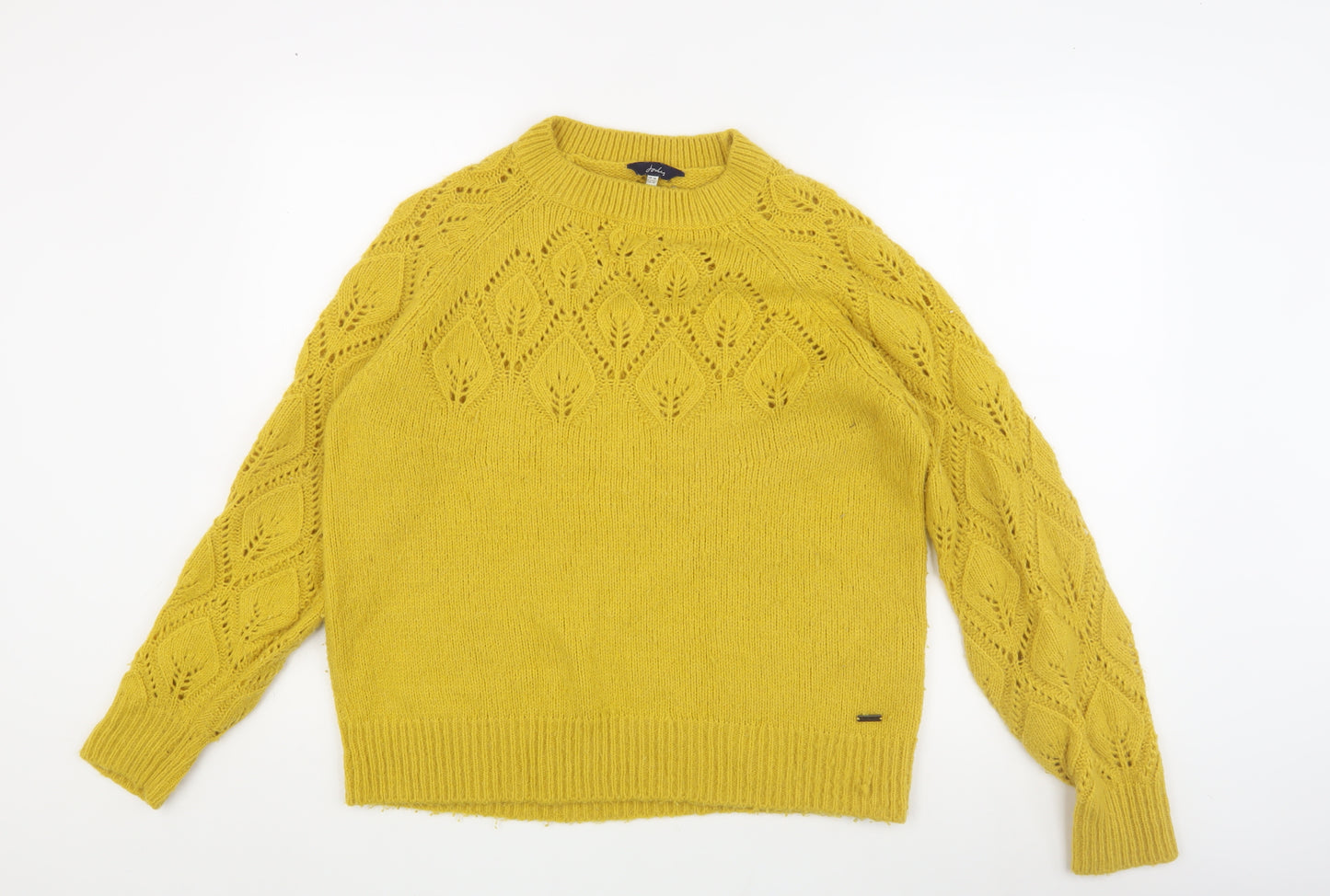 Joules Women's Yellow Cable-Knit Pullover Jumper, Size 14