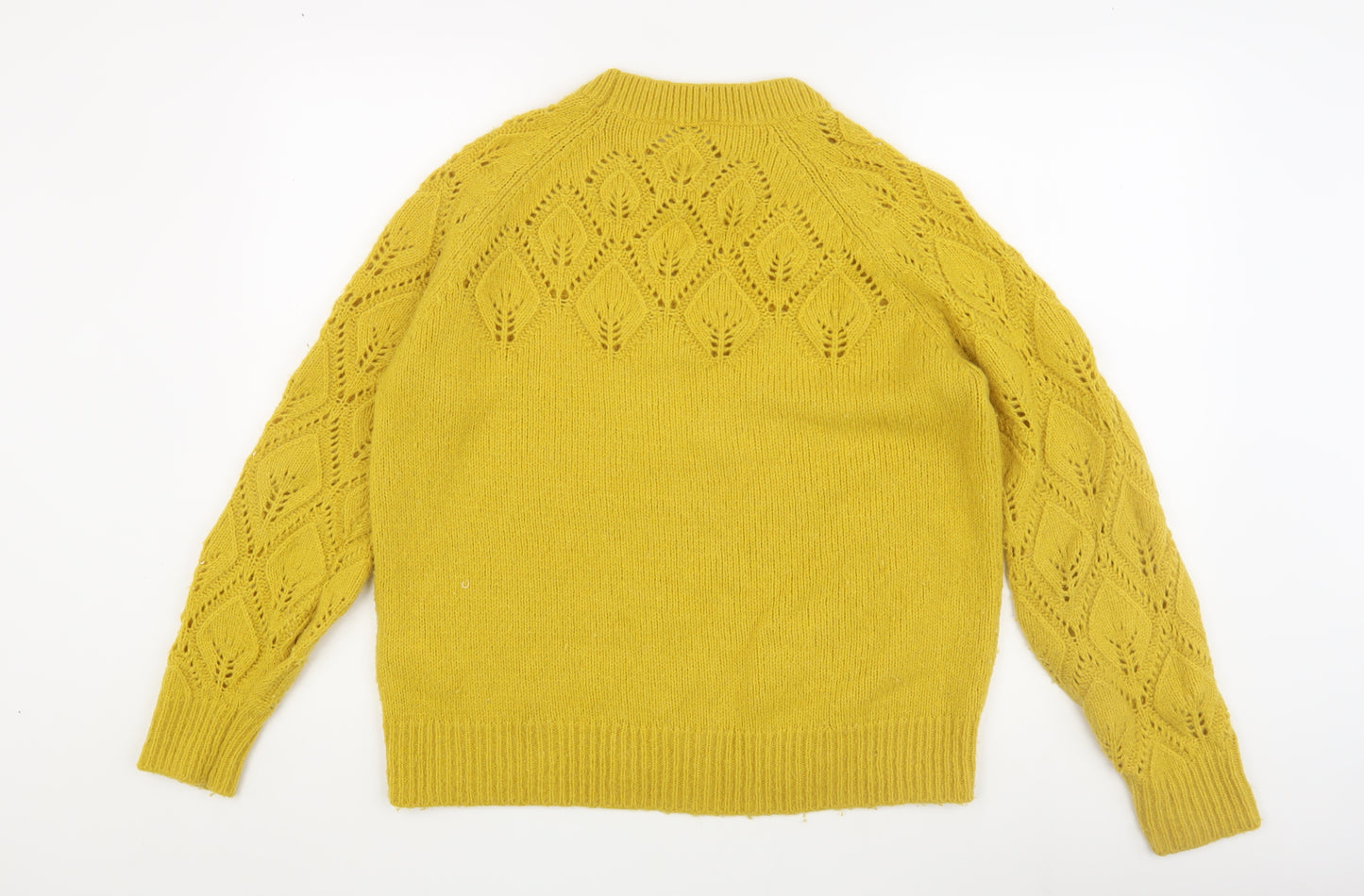 Joules Women's Yellow Cable-Knit Pullover Jumper, Size 14
