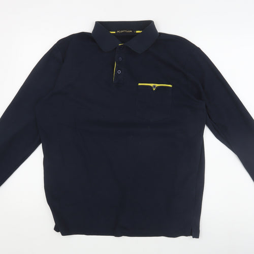GHYUGR Men's Black Long Sleeve Polo Shirt - Size L