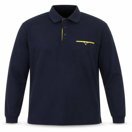 GHYUGR Men's Black Long Sleeve Polo Shirt - Size L