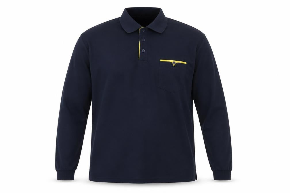 GHYUGR Men's Black Long Sleeve Polo Shirt - Size L